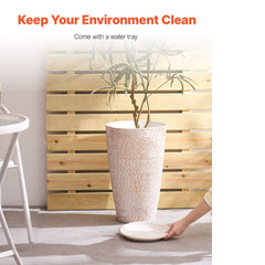 Tall Planter Set of 2 Round Tapered Plant Pots 53 cm for Outdoor Indoor