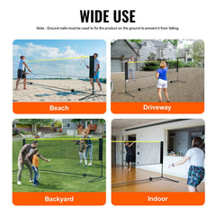 Badminton Net, Height Adjustable Volleyball Net, 17ft Wide Foldable Pickleball Net, Portable Easy Setup Tennis Net Set with Poles, Stand and Carry Bag, for Kids Backyard Game Indoor Outdoor Use