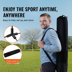 Badminton Net, Height Adjustable Volleyball Net, 17ft Wide Foldable Pickleball Net, Portable Easy Setup Tennis Net Set with Poles, Stand and Carry Bag, for Kids Backyard Game Indoor Outdoor Use