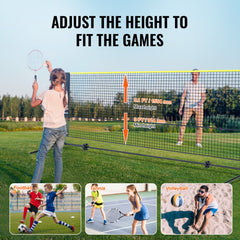 20ft Badminton Net Set Outdoor Portable Volleyball Pickleball Tennis Net