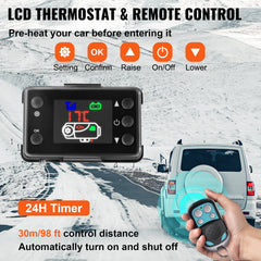 5KW Diesel Air Heater 10L Tank Diesel Heater 12V Diesel Parking Heater Muffler with LCD Thermostat and Remote Control for RV Bus Trailer Motor-home and Boats