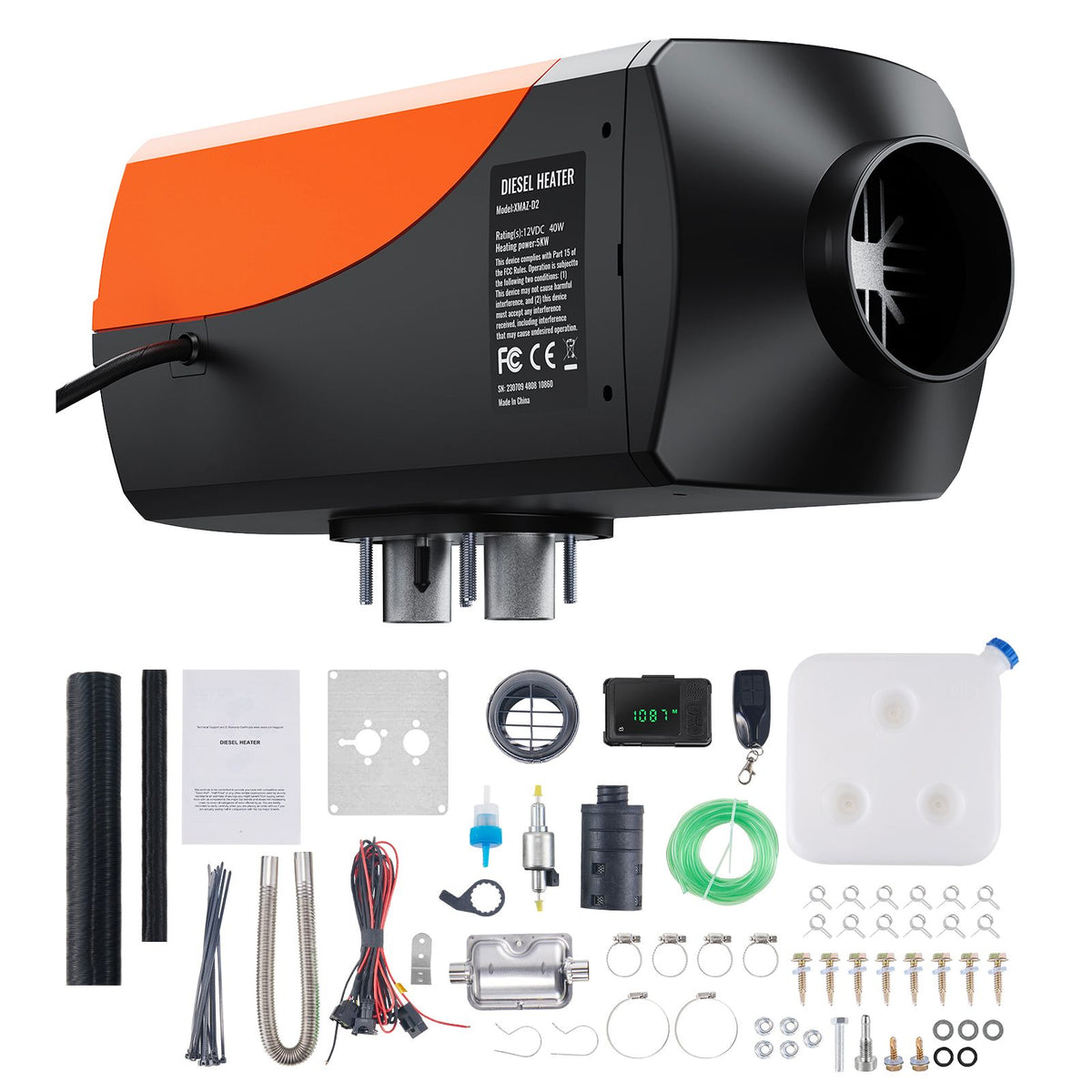 Bluetooth App Control Diesel Air Heater, 12V 5KW Diesel Heater with Automatic Altitude Adjustment, Remote Control and LCD, Diesel Parking Heater for RV Trailer Camper Van Boat And Indoors
