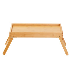 Bed Tray Table with Foldable Legs, Bamboo Breakfast Tray for Sofa, Bed, Eating, Snacking, and Working, Folding Serving Laptop Desk Tray, Portable Food Snack Platter for Picnic, 40x28 cm