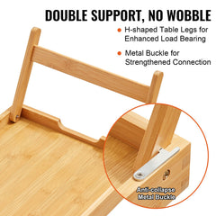 Bed Tray Table with Foldable Legs, Bamboo Breakfast Tray for Sofa, Bed, Eating, Snacking, and Working, Folding Serving Laptop Desk Tray, Portable Food Snack Platter for Picnic, 40x28 cm