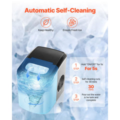 Portable Countertop Ice Maker 33Lbs/24H Self-Cleaning with Scoop Basket