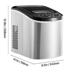 Portable Countertop Ice Maker 33Lbs/24H Self-Cleaning with Scoop Basket