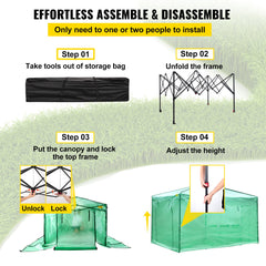 12\'x 8\'x 8\' Pop-Up Greenhouse, Set Up in Minutes, Portable Greenhouse with Doors & Windows. High Strength PE Cover & Powder-Coated Steel Construction