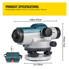 Automatic Optical Level 24X Optical Auto Level Kit High Precision Height/Distance/Angle Level Measure Builders Level with Magnetic Dampened Compensator and Transport Lock, IP54 Waterproof