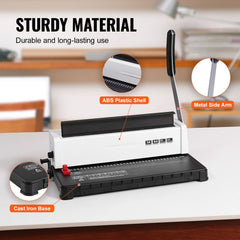 Coil Spiral Binding Machine, Manual Book Maker 34-Holes Binding 120 Sheets, Punch Binder with Adjustable Side Margin, for Letter Size, A4, A5