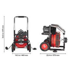 Drain Cleaner Machine Electric Drain Auger 100FT x 3/8 In Auto Feed