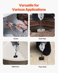 Drain Cleaner Machine 75FT x 1/2Inch, Auto Feed Sewer Snake Auger with 4 Cutter & Air-activated Foot Switch for 2" to 4" Pipes, Orange, Black