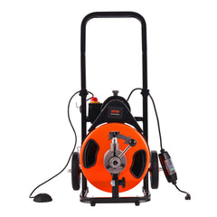 Drain Cleaner Machine 75FT x 3/8Inch, Auto Feed Sewer Snake Auger with 4 Cutter & Air-activated Foot Switch for 2" to 4" Pipes