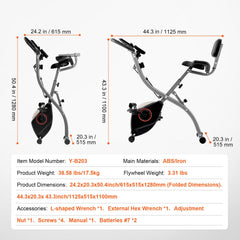Folding Exercise Bike, Foldable Fitness Stationary Bike, Adjustable Magnetic Resistance Stationary Bike, Upright Indoor Cycling Bike for Home Gym Workout, Comfortable Seat Cushion, LCD Monitor