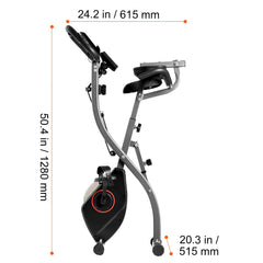 Folding Exercise Bike, Foldable Fitness Stationary Bike, Adjustable Magnetic Resistance Stationary Bike, Upright Indoor Cycling Bike for Home Gym Workout, Comfortable Seat Cushion, LCD Monitor