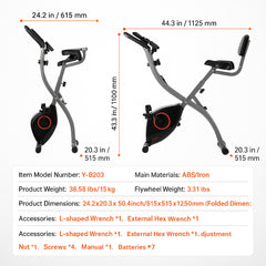 Folding Exercise Bike, Foldable Fitness Stationary Bike, Adjustable Magnetic Resistance Stationary Bike, Upright Indoor Cycling Bike for Home Gym Workout, Comfortable Seat Cushion, LCD Monitor