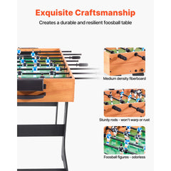 Folding Foosball Table, 106 cm Standard Size Table, Indoor Full Size Foosball Tables for Home, Family, and Game Room, Durable Soccer Set, Includes 2 Balls