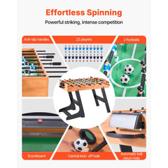 Folding Foosball Table, 106 cm Standard Size Table, Indoor Full Size Foosball Tables for Home, Family, and Game Room, Durable Soccer Set, Includes 2 Balls