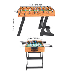 Folding Foosball Table, 106 cm Standard Size Table, Indoor Full Size Foosball Tables for Home, Family, and Game Room, Durable Soccer Set, Includes 2 Balls