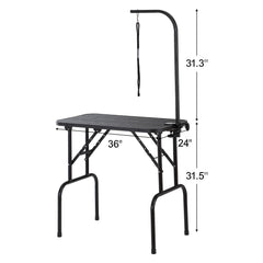 Pet Grooming Table Arm with Clamp, 808 x 460 mm Dog Grooming Station, Foldable Pets Grooming Stand for Medium and Small Dogs, Free No Sit Haunch Holder with Grooming Loop, Bearing 99.8kg