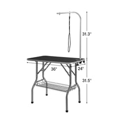 Pet Grooming Table Arm with Clamp, 915 x 610mm Dog Grooming Station, Foldable Pets Grooming Stand for Medium and Small Dogs, Free No Sit Haunch Holder with Grooming Loop, Bearing 149.7kg