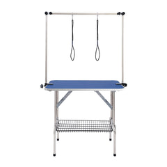 Pet Grooming Table Two Arms with Clamp, 915 x 610mm Dog Grooming Station, Foldable Pets Grooming Stand for Medium and Small Dogs, Free Two No Sit Haunch Holder with Grooming Loop, Bearing 150kg