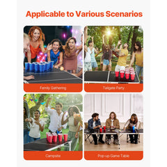 2.4 m Folding Beer Pong Tailgate Table Party Drinking Game Carrying Handle