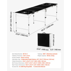 2.4 m Folding Beer Pong Tailgate Table Party Drinking Game Carrying Handle