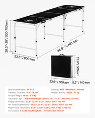2.4 m Folding Beer Pong Tailgate Table Party Drinking Game Carrying Handle