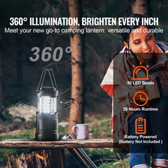 LED Camping Lanterns Collapsible Battery Powered Flashlights Set of 4