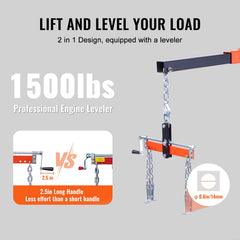 Hydraulic Engine Hoist with Lever, 2000KG Heavy-duty Cherry Picker Shop Crane, Foldable Engine Crane and Engine Hoist leveler for Auto Repair, Motors, Weights Lifting, Loading
