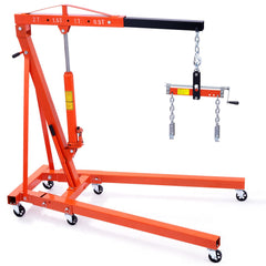 Hydraulic Engine Hoist with Lever, 2000KG Heavy-duty Cherry Picker Shop Crane, Foldable Engine Crane and Engine Hoist leveler for Auto Repair, Motors, Weights Lifting, Loading
