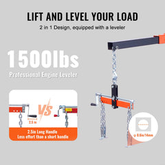 Hydraulic Engine Hoist with Lever, 2000KG Heavy-duty Cherry Picker Shop Crane, Foldable Engine Crane and Engine Hoist leveler for Auto Repair, Motors, Weights Lifting, Loading