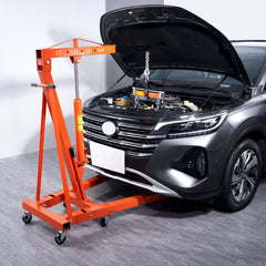 Hydraulic Engine Hoist with Lever, 2000KG Heavy-duty Cherry Picker Shop Crane, Foldable Engine Crane and Engine Hoist leveler for Auto Repair, Motors, Weights Lifting, Loading