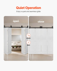 Bi-Folding Sliding Barn Door Hardware Track Kit, 64" Top Mount Track Kit, Slide Smoothly & Quietly, Heavy Duty, Easy to Install, Suitable for Four 15" Closet Pantry Laundry Doors (Not Included)