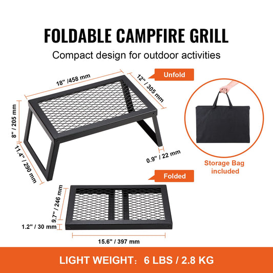 Folding Campfire Grill Portable Camping Fire Pit Steel Outdoor BBQ Picnic