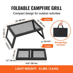 Folding Campfire Grill Portable Camping Fire Pit Steel Outdoor BBQ Picnic