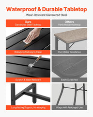 Outdoor Bar Table, 120 x 37.5 cm Patio Bar Table, Waterproof Top & Sturdy Metal Frame, Rectangle Counter Height Dining Tables, Outdoor Furniture for Balcony, Yard, Hot Tub, Poolside, Indoor