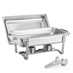 8 Qt 4 Pack Rectangle Chafing Dish Buffet Set Fullsize Pan Stainless Steel