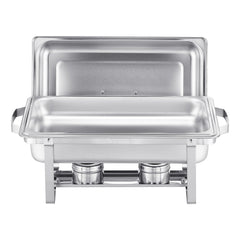 8 Qt 4 Pack Rectangle Chafing Dish Buffet Set Fullsize Pan Stainless Steel