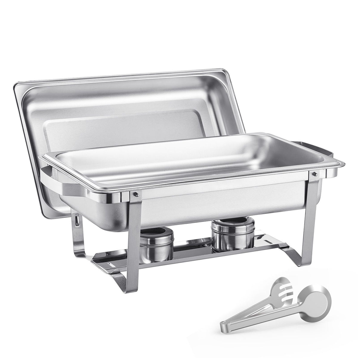 8 Qt 6 Pack Rectangle Chafing Dish Buffet Set Fullsize Pan Stainless Steel