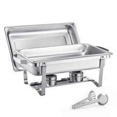 8 Qt 6 Pack Rectangle Chafing Dish Buffet Set Fullsize Pan Stainless Steel