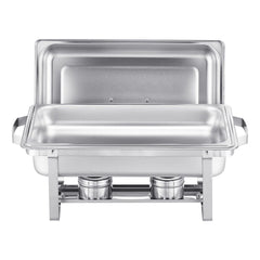 8 Qt 6 Pack Rectangle Chafing Dish Buffet Set Fullsize Pan Stainless Steel