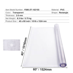 Plastic Table Cover, 40 x 60 Inch 2.0 mm Thick Clear Table Protector, Rectangle PVC Desk Mat, Waterproof & Easy Cleaning Desk Pad Tablecloth, for Office Dresser Dining Room Table Night Stand
