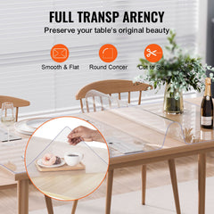 Plastic Table Cover, 42 x 60 Inch 2.0 mm Thick Clear Table Protector, Rectangle PVC Desk Mat, Waterproof & Easy Cleaning Desk Pad Tablecloth, for Office Dresser Dining Room Table Night Stand
