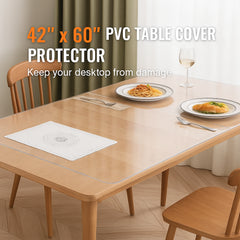 Plastic Table Cover, 42 x 60 Inch 2.0 mm Thick Clear Table Protector, Rectangle PVC Desk Mat, Waterproof & Easy Cleaning Desk Pad Tablecloth, for Office Dresser Dining Room Table Night Stand