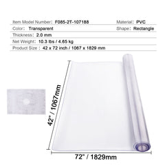 Plastic Table Cover, 42 x 72 Inch 2.0 mm Thick Clear Table Protector, Rectangle PVC Desk Mat, Waterproof & Easy Cleaning Desk Pad Tablecloth, for Office Dresser Dining Room Table Night Stand