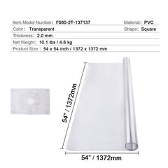 Plastic Table Cover, 54 x 54 Inch 2.0 mm Thick Clear Table Protector, Square PVC Desk Mat, Waterproof & Easy Cleaning Desk Pad Tablecloth, for Office Dresser Dining Room Table Night Stand