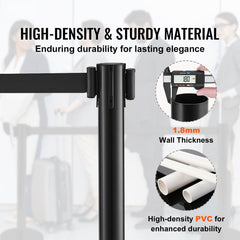 Crowd Control Stanchions, 2-Pack Crowd Control Barriers with 6.5FT Black Retractable Belt, Plastic Stanchion Queue Post, Belt Barriers Line Divider Stanchion Set for Party, Airport, Exhibition