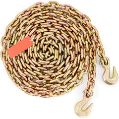 Transport Binder Chain, 220 kg Working Load Limit, 3/8'' x 20' G80 Tow Chain Tie Down with Grab Hooks, DOT Certified, Galvanized Coating Manganese Steel for Dock Factory Construction Site
