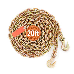 Transport Binder Chain, 220 kg Working Load Limit, 3/8'' x 20' G80 Tow Chain Tie Down with Grab Hooks, DOT Certified, Galvanized Coating Manganese Steel for Dock Factory Construction Site